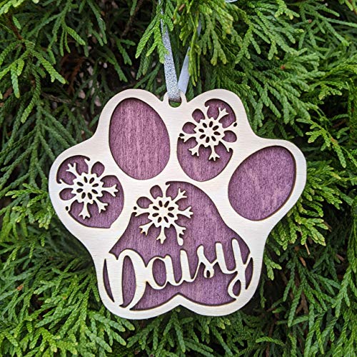 Custom Pet's Name Paw Print Christmas Ornament