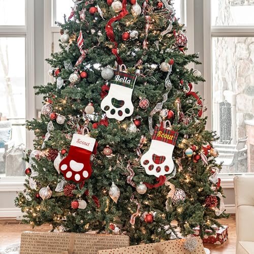 Personalized Paw-shaped Christmas Stocking for Dogs and Cats
