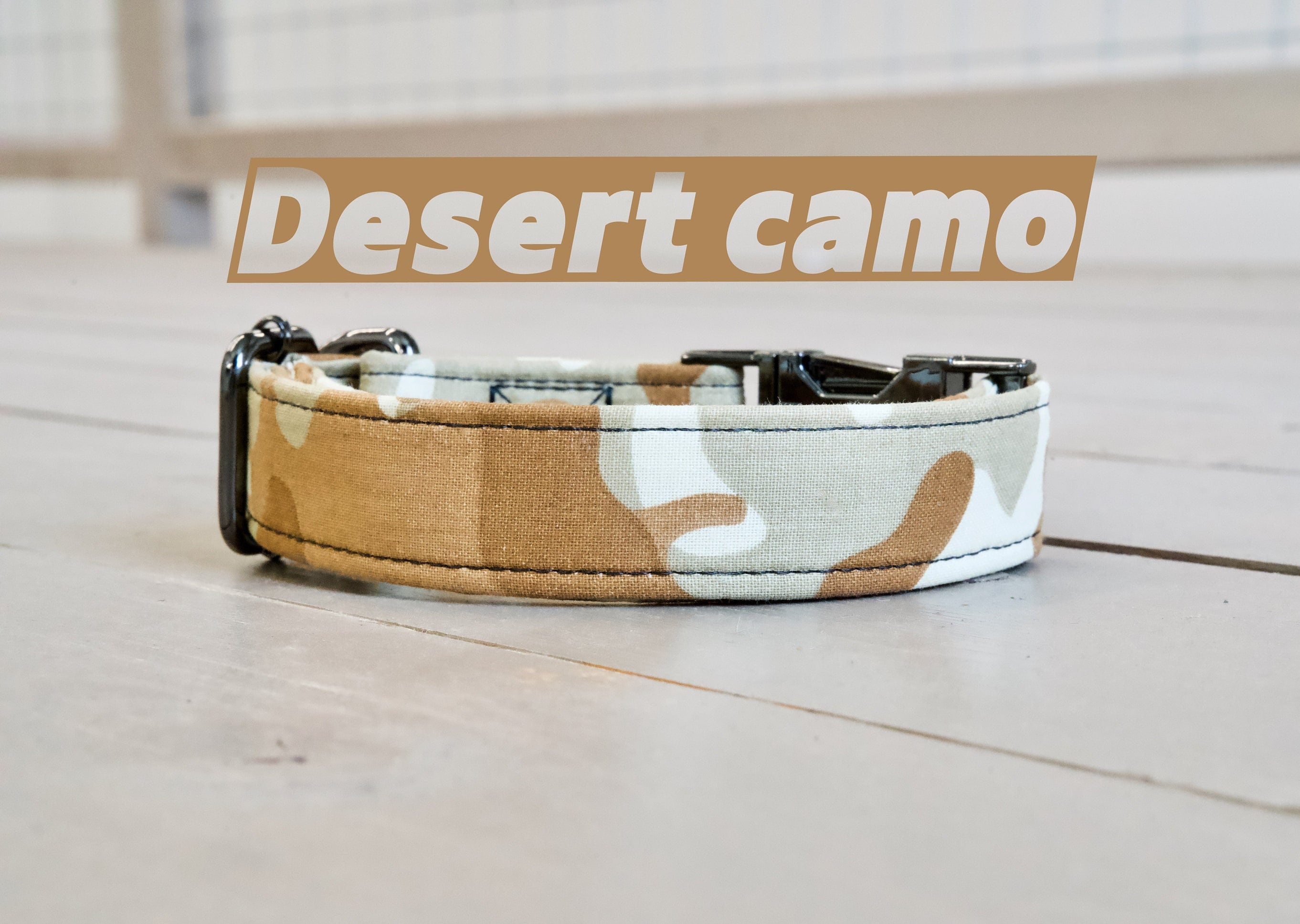 Personalized Desert Camo Dog Collar with Metal Buckle