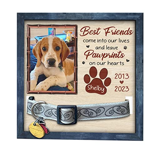 Pawfect House 9x9in Dog Memorial Picture Frame, Personalized Custom Pet Loss Sign, Collar Frame - Sympathy Gift, Pet Memorial Gifts, Dog Memorial Gifts For Loss Of Dog, Pet Loss Gifts