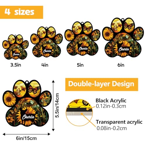 Personalized Dog Memorial Suncatcher Ornament with Name & Text