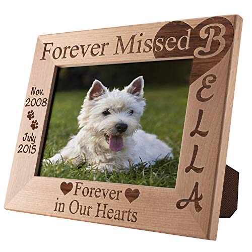 Lara Laser Works Personalized Picture Frame, 5x7 | Forever Missed | Customized Memorial Pet Picture Frames, Custom Engraved with Name & Years - Cat, Dog, Horse Owner Gift