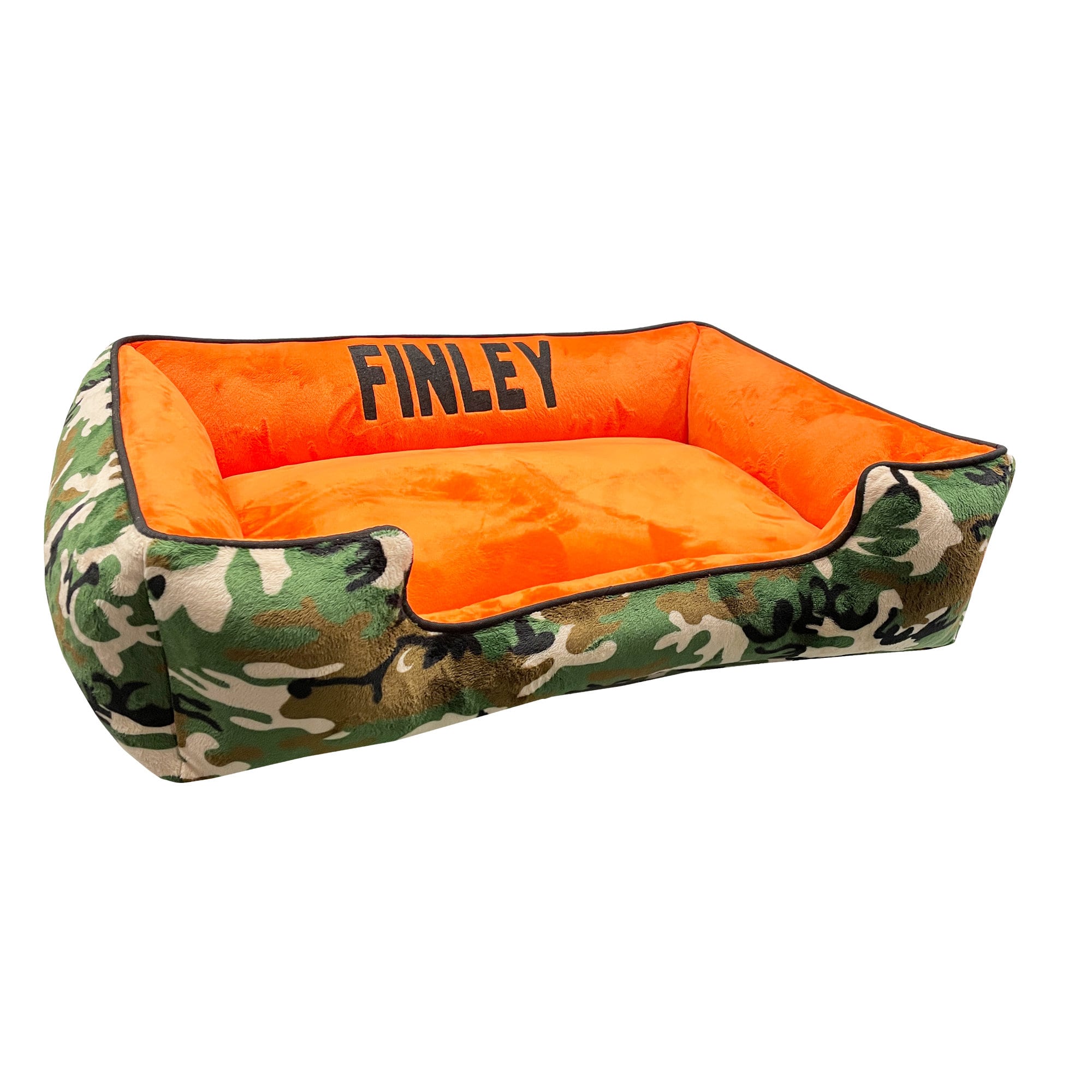Custom Camouflage Orange Minky Army Personalized Soft Pet Bed
