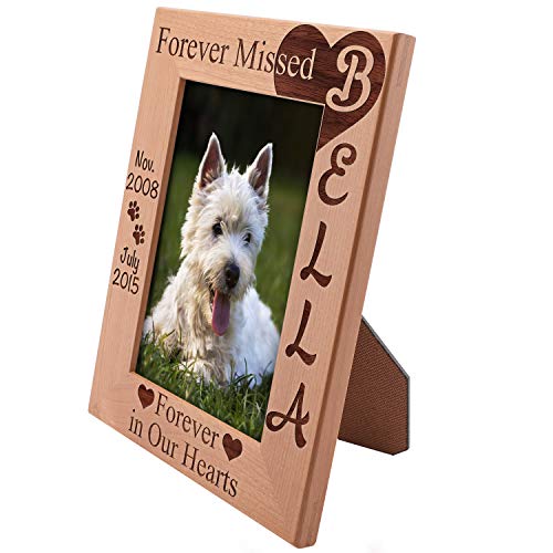 Lara Laser Works Personalized Picture Frame, 5x7 | Forever Missed | Customized Memorial Pet Picture Frames, Custom Engraved with Name & Years - Cat, Dog, Horse Owner Gift
