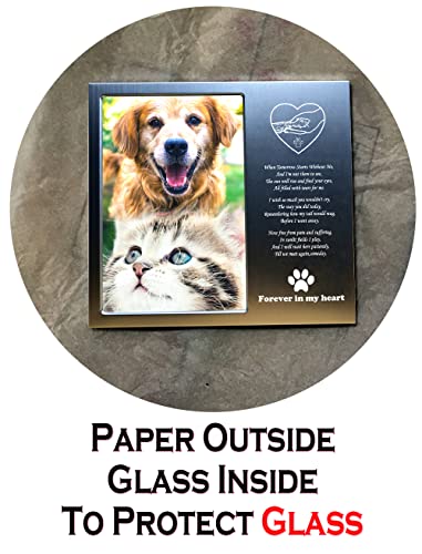 JOEZITON Pet Loss Gifts - Pet Memorial Gift (Opts) Personalized Metal - Sympathy Gift Memorial Picture Frame 4x6 for Loss of Dogs or Cats. (03A)