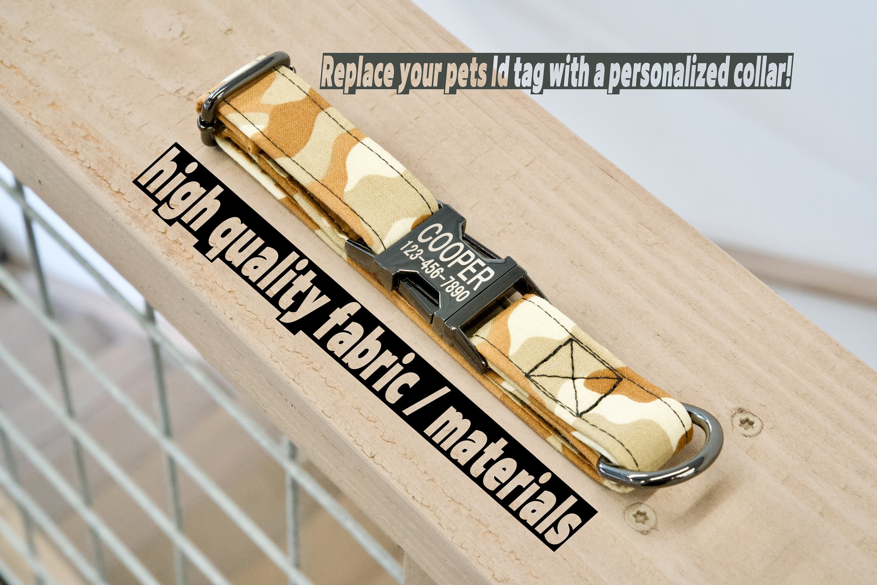 Personalized Desert Camo Dog Collar with Metal Buckle