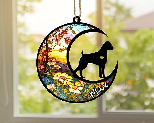 Boxer Dog Memorial Suncatcher - Personalized Ornament & Gifts