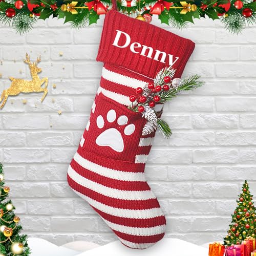 Custom Pet Christmas Stockings with Embroidered Name