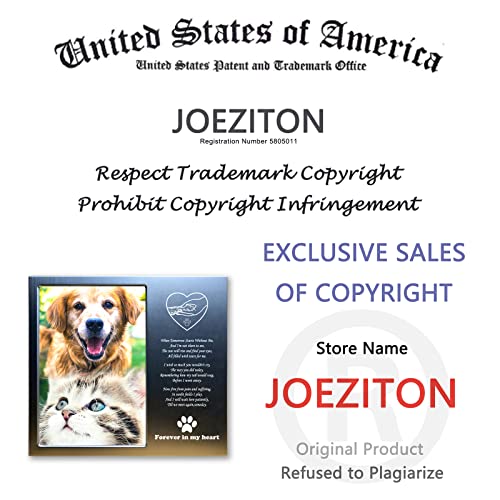 JOEZITON Pet Loss Gifts - Pet Memorial Gift (Opts) Personalized Metal - Sympathy Gift Memorial Picture Frame 4x6 for Loss of Dogs or Cats. (03A)