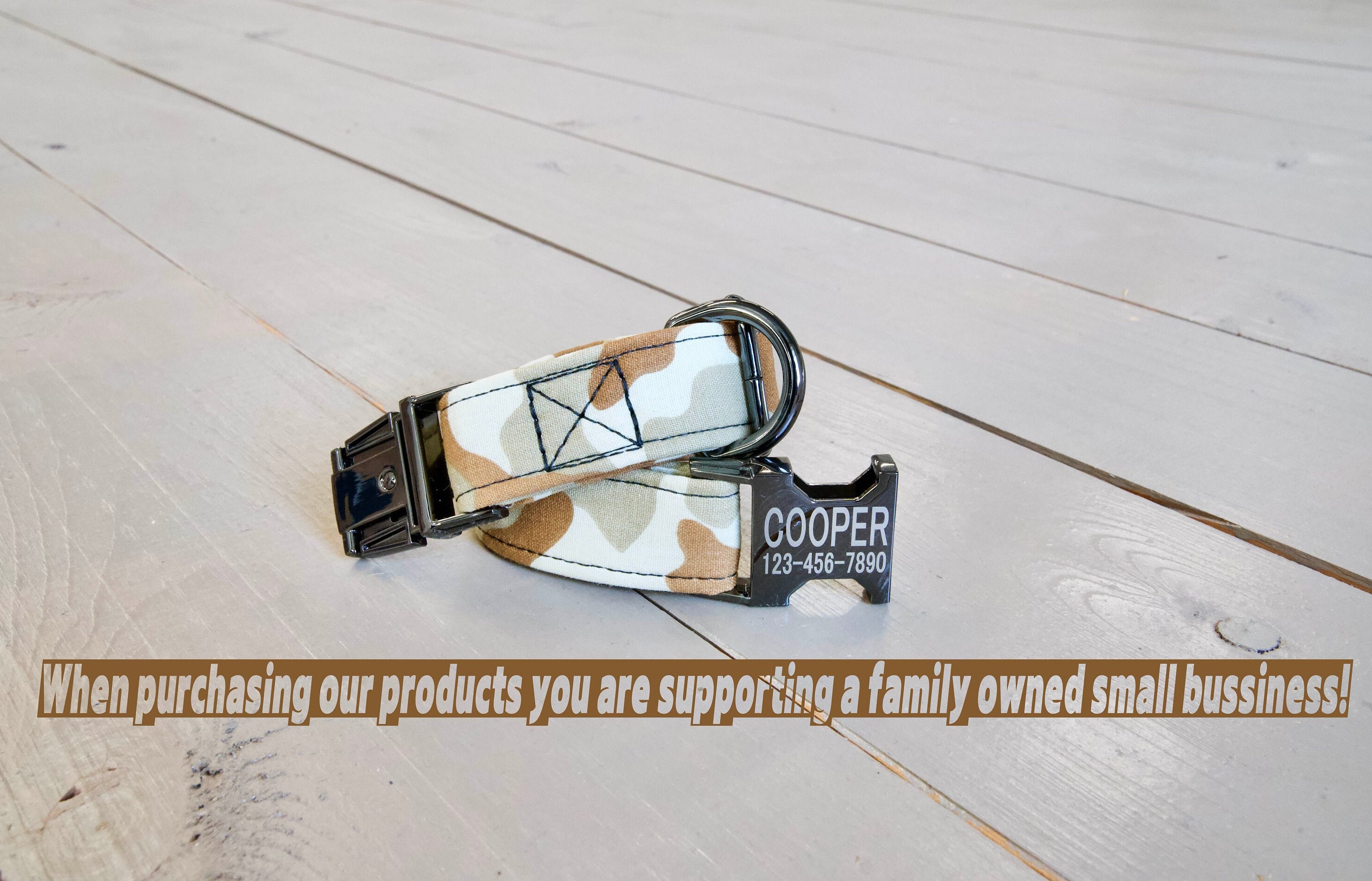 Personalized Desert Camo Dog Collar with Metal Buckle