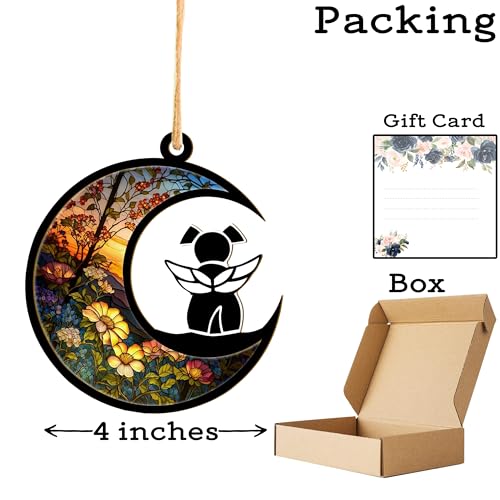 Black Dog with Wings Custom Memorial Ornament Suncatcher