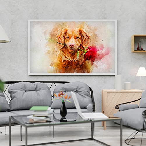 Awesometik Personalized Watercolor Dog Portrait Painting of Dog Canvas Print Dog Mom Pet Painting