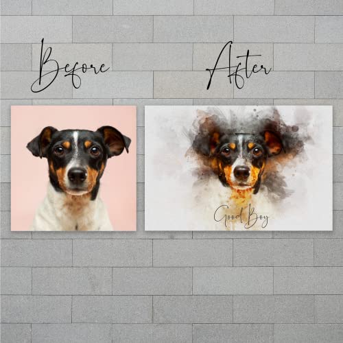 Awesometik Personalized Watercolor Dog Portrait Painting of Dog Canvas Print Dog Mom Pet Painting