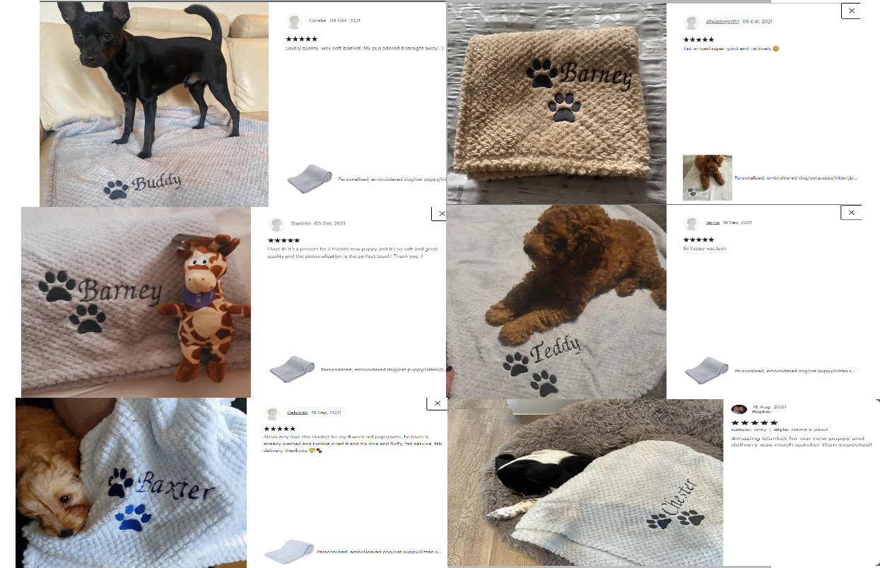 Custom embroidered pet waffle blanket for dogs/cats