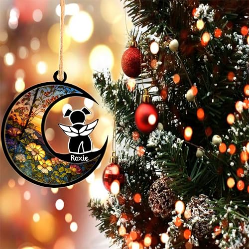 Black Dog with Wings Custom Memorial Ornament Suncatcher