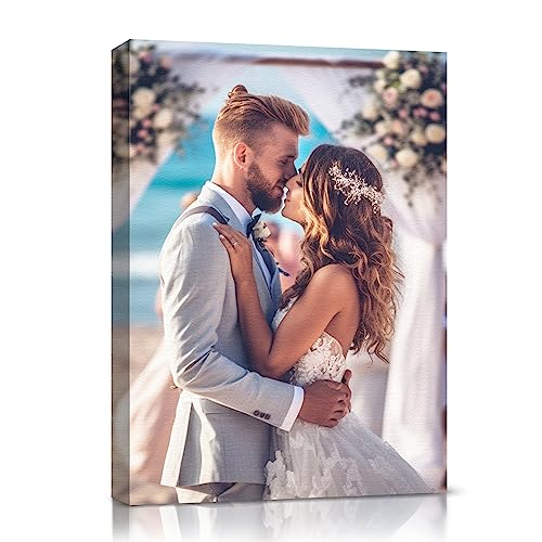 Custom Canvas Prints With Your Photos with Wood Frame Personalized Picture Wall Art HD Digital Print Unique Photo Gifts for Friends Lover Pet Family Mom Dad Customized Poster Prints Home Decor 8"x10"