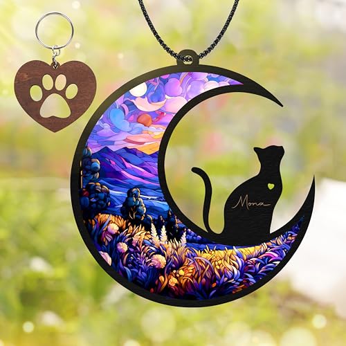 Personalized Cat Memorial Suncatcher & Paw Keychain Set