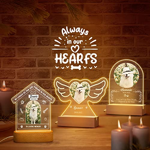 Personalized Dog Memorial Gifts Custom Photo Night Lights Pet Loss Gifts Dog Memorial Plaque Cat Memorial Photo Frame Sympathy Gifts with Picture Name Date - Keepsake Loss of Dog Cat Bereavement Gifts