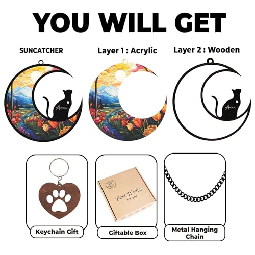 Personalized Cat Memorial Suncatcher & Paw Keychain Set