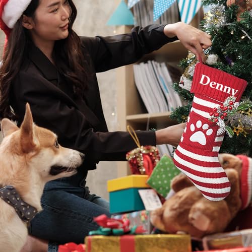 Custom Pet Christmas Stockings with Embroidered Name