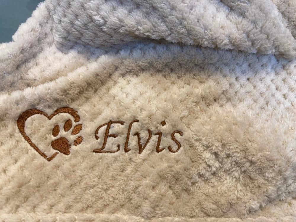 Custom embroidered pet waffle blanket for dogs/cats