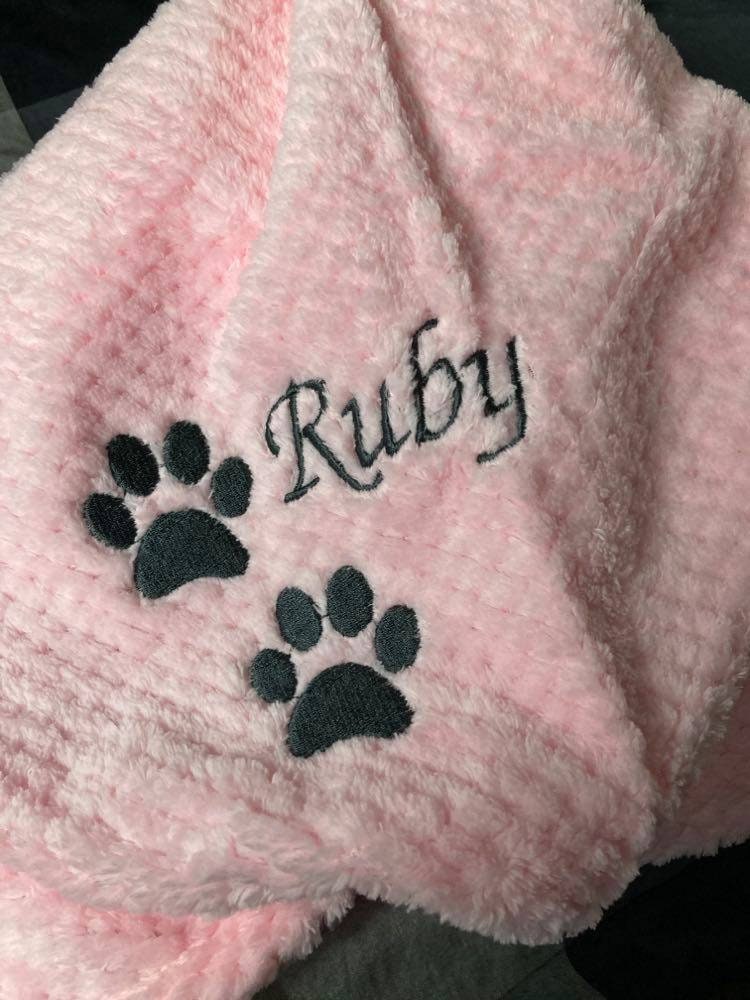 Custom embroidered pet waffle blanket for dogs/cats
