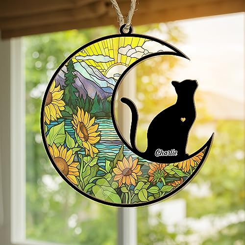 Custom Name Cat Memorial Suncatcher/Ornament - Pet Loss
