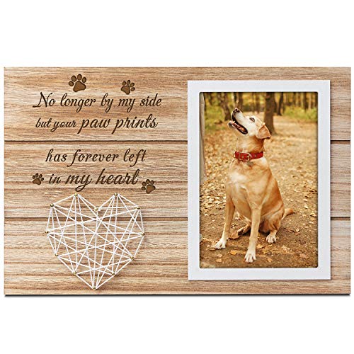 kullder Personalized Memorial Picture Frame for Pet Sympathy Gift to Remembering Family Pet Engraved Wood Photo Holder Loss of Dog Cat Sentiment Keepsake Plaque Fits 4x6 Photo