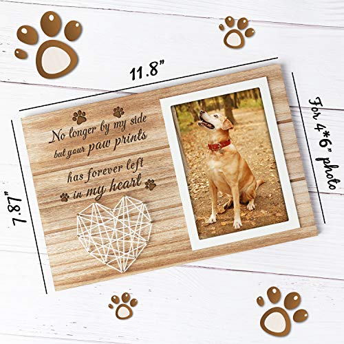 kullder Personalized Memorial Picture Frame for Pet Sympathy Gift to Remembering Family Pet Engraved Wood Photo Holder Loss of Dog Cat Sentiment Keepsake Plaque Fits 4x6 Photo