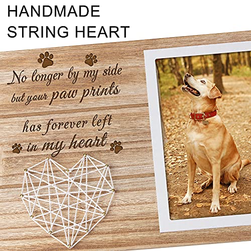kullder Personalized Memorial Picture Frame for Pet Sympathy Gift to Remembering Family Pet Engraved Wood Photo Holder Loss of Dog Cat Sentiment Keepsake Plaque Fits 4x6 Photo