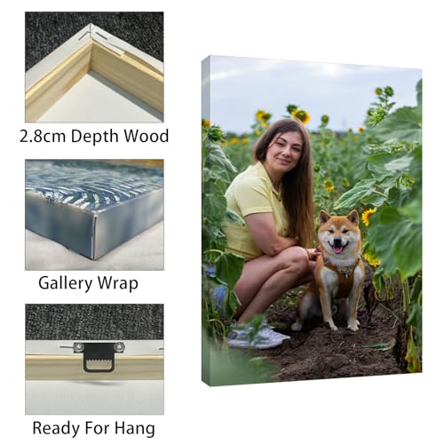 Custom Canvas Prints with Your Photos Framed Canvas Customized Wall Art Personalized Canvas Pictures for Pet/Family Gifts for Mom/Men/Women 8 x 10
