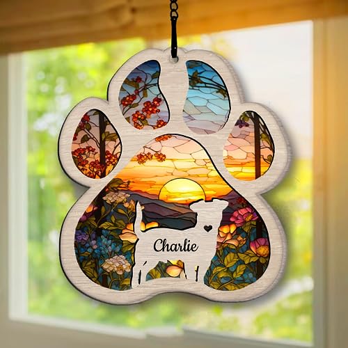 Nazenti Personalized Dog Memorial Suncatcher, Custom Dog Suncatcher, Dog Memorial Ornament, Loss of Pet Dog Ornament, Sympathy Gift, Dog Memorial Gift, Dog Ornament Christmas Tree, Dog Lovers Gifts