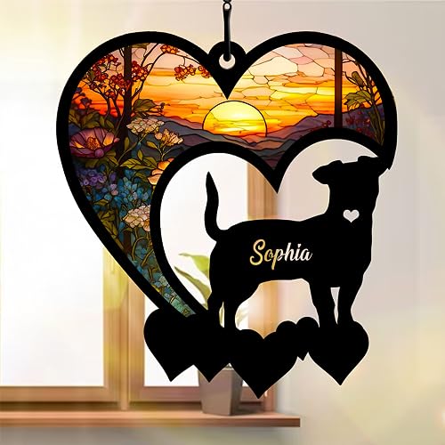 Nazenti Personalized Dog Memorial Suncatcher Custom Dog Suncatcher Dog Ornament Memorial Loss of Dog Ornament Loss of Pet Sympathy Gift Dog Memorial Gifts Dog Ornament Christmas Tree Dog Lovers Gift