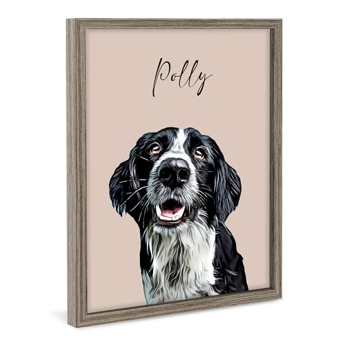 Bohva Custom Dog Watercolor Portrait from Photo, Dog Memorial Gifts for Loss of Dog, Dog Canvas Framed, Personalized Customized Pet Art Wall for Pet Lovers and Dog Cats Moms