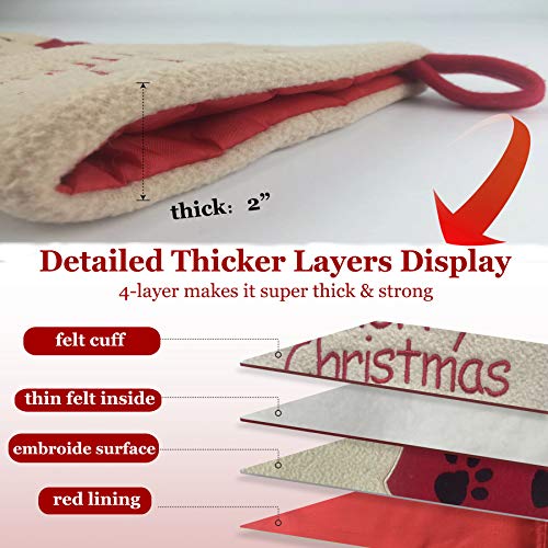 18’’ Cat Felt Christmas Stockings with Paws Embroidery