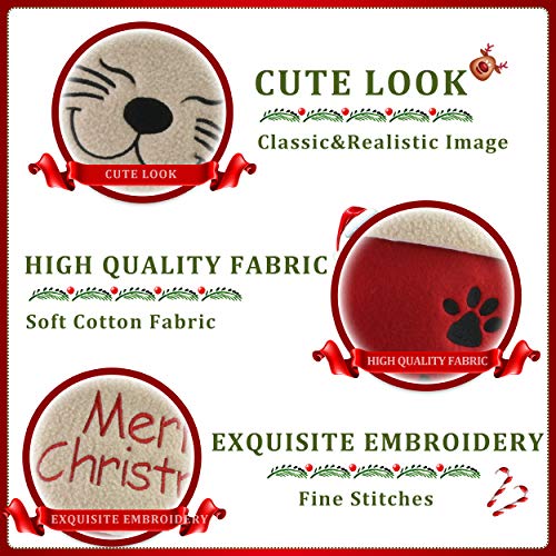 18’’ Cat Felt Christmas Stockings with Paws Embroidery