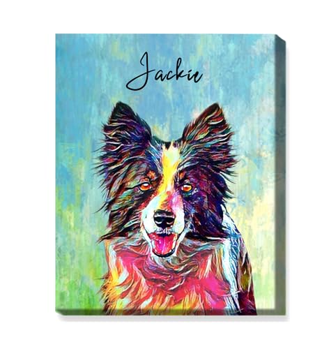 Gossby Custom Dog Portrait from Photo - Personalized Dog Wrapped Canvas Wall Art with Name - Whimsical Oil Dog Painting Decor - Christmas, Birthday Gift for Dog Mom, Dog Dad, Dog Lover, Women, Men