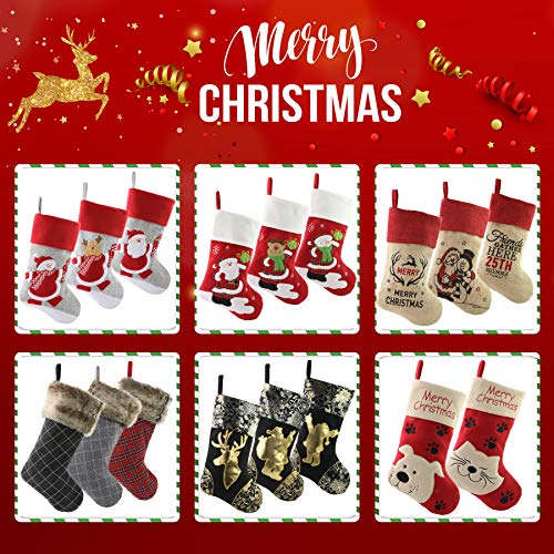 18’’ Cat Felt Christmas Stockings with Paws Embroidery