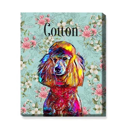 Gossby Custom Dog Portrait from Photo - Personalized Dog Wrapped Canvas Wall Art with Name - Whimsical Oil Dog Painting Decor - Christmas, Birthday Gift for Dog Mom, Dog Dad, Dog Lover, Women, Men
