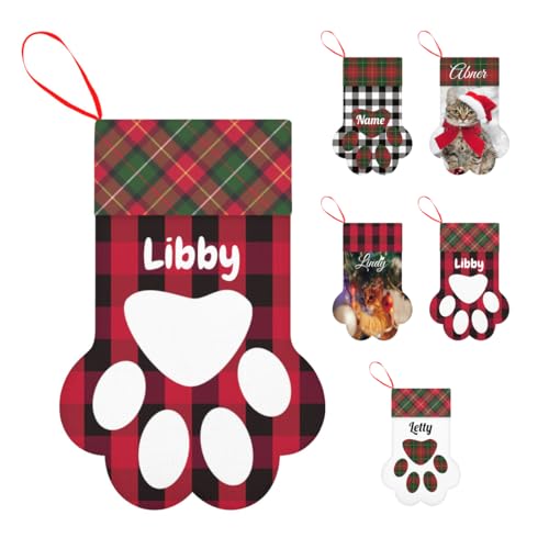 Personalized Custom Christmas Stocking for Pet with Paw Design