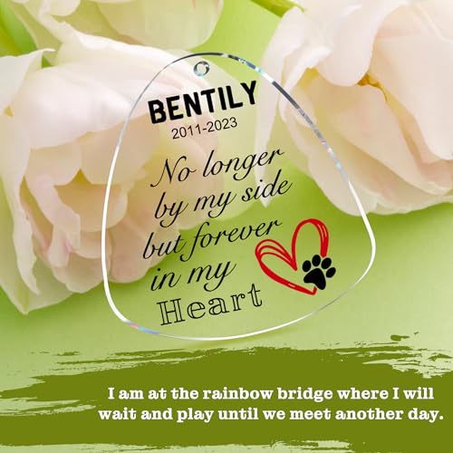 Vasemouh Personalized Pet Memorial Frame Gift for Loss of Dogs, Unique Dog Picture Frame with Customized Name/Date/Text, Wood Rotating 4x6 Cat Bereavement Photo Frame for Pet Lovers, Style 1