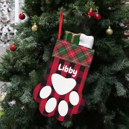 Personalized Custom Christmas Stocking for Pet with Paw Design