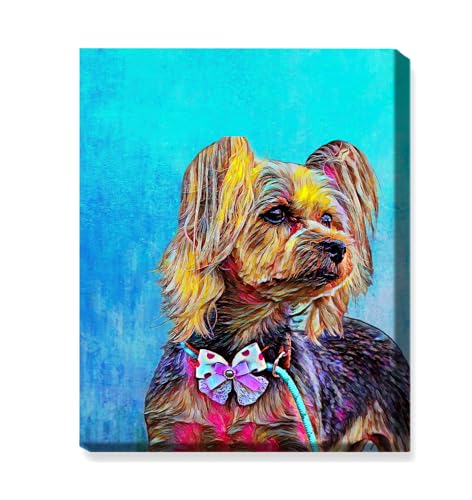 Gossby Custom Dog Portrait from Photo - Personalized Dog Wrapped Canvas Wall Art with Name - Whimsical Oil Dog Painting Decor - Christmas, Birthday Gift for Dog Mom, Dog Dad, Dog Lover, Women, Men