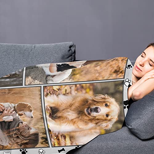 Sycamo Custom Pet Memorial Blanket with Photos for Dog Mom Ever, Personalized Picture Throw Blankets for Couples Mother Friends, Customizable Blanket for Family Pets Gifts for Women Pet Lovers