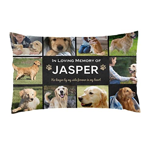 Dog Memorial Pillowcase Personalized with 10 Photos Collage - Loss of Dog Sympathy Rememberance Gifts - Custom Pillows with Picture Pet Dog Cat, 20X30