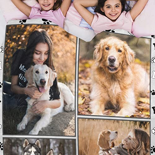 Sycamo Custom Pet Memorial Blanket with Photos for Dog Mom Ever, Personalized Picture Throw Blankets for Couples Mother Friends, Customizable Blanket for Family Pets Gifts for Women Pet Lovers