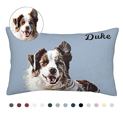 Custom Pet Photo Pillow Cover, Personalized Cat & Dog Pillowcase, 14" x 20" Pet Throw Pillow Case with Photo Name, Two-Sides Printed Cushion Covers, Customized Gifts for Pet Lovers, Pet Memorial Gifts