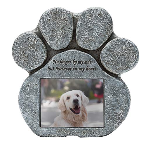 EXPAWLORER Pet Memorial Gifts - Pawprint Dog Memorial Gifts for Loss of Dog with Personalized Picture Frame, Pet Headstone Grave Markers with Sympathy Poem Remembrance Tombstone in Lawn Backyard