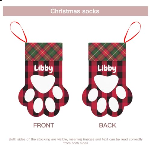 Personalized Custom Christmas Stocking for Pet with Paw Design