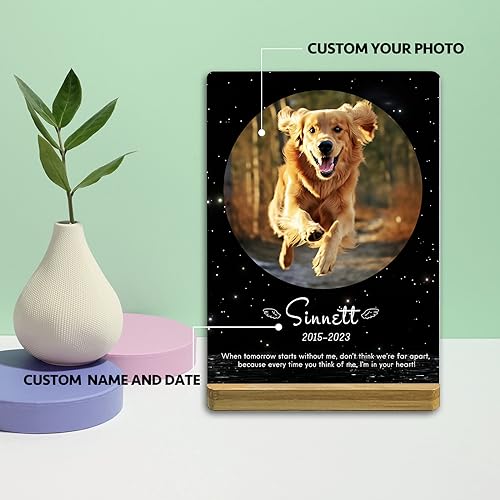 CUSTOM STEWARD Personalized Dog Metal Picture Frame, Custom Pet Memorial Gifts for Pet Lovers, Customized Pet Portrait, Unique Photo Frame for Pet Owners
